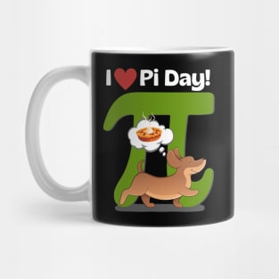 I Love PI Day Dachshund Green Mug